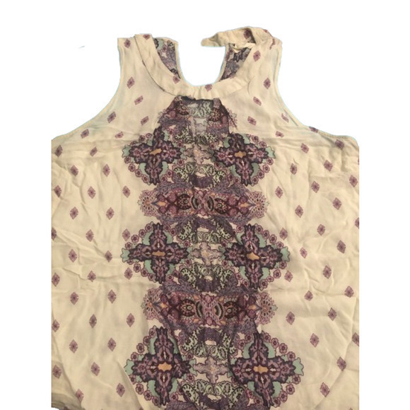 TAYLOR &‎ SAGE High-Neck Keyhole Woven Tank Boho Festival Print Sleeveless - Picture 7 of 10